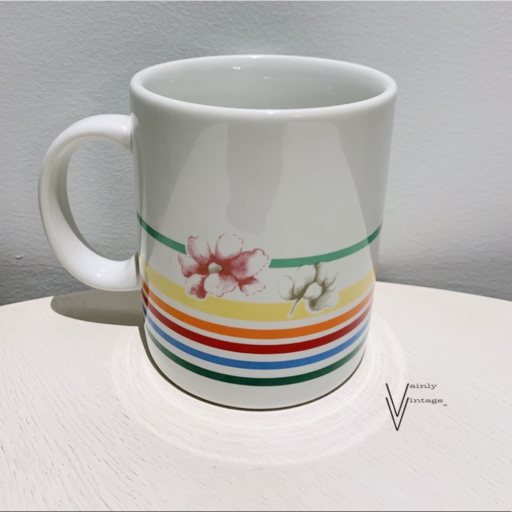 Vintage 80s Lauffer Japan Cherry Blossom Mug